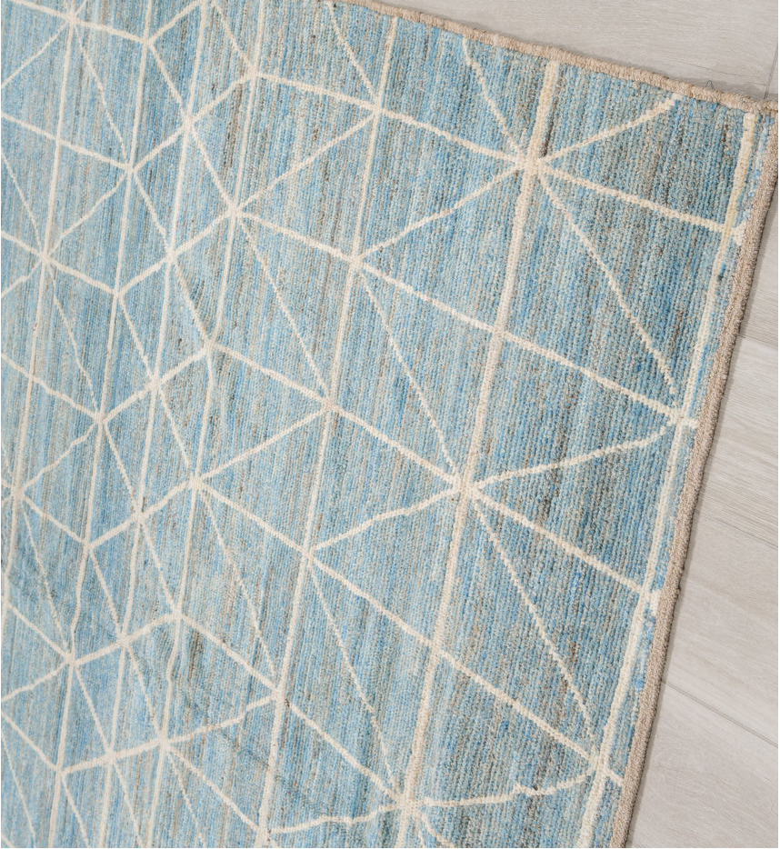 10' x 13' one-of-a-kind handmade vintage Tulu large size rug. Color palette: blue, brown, dark gray, gainsboro, gray