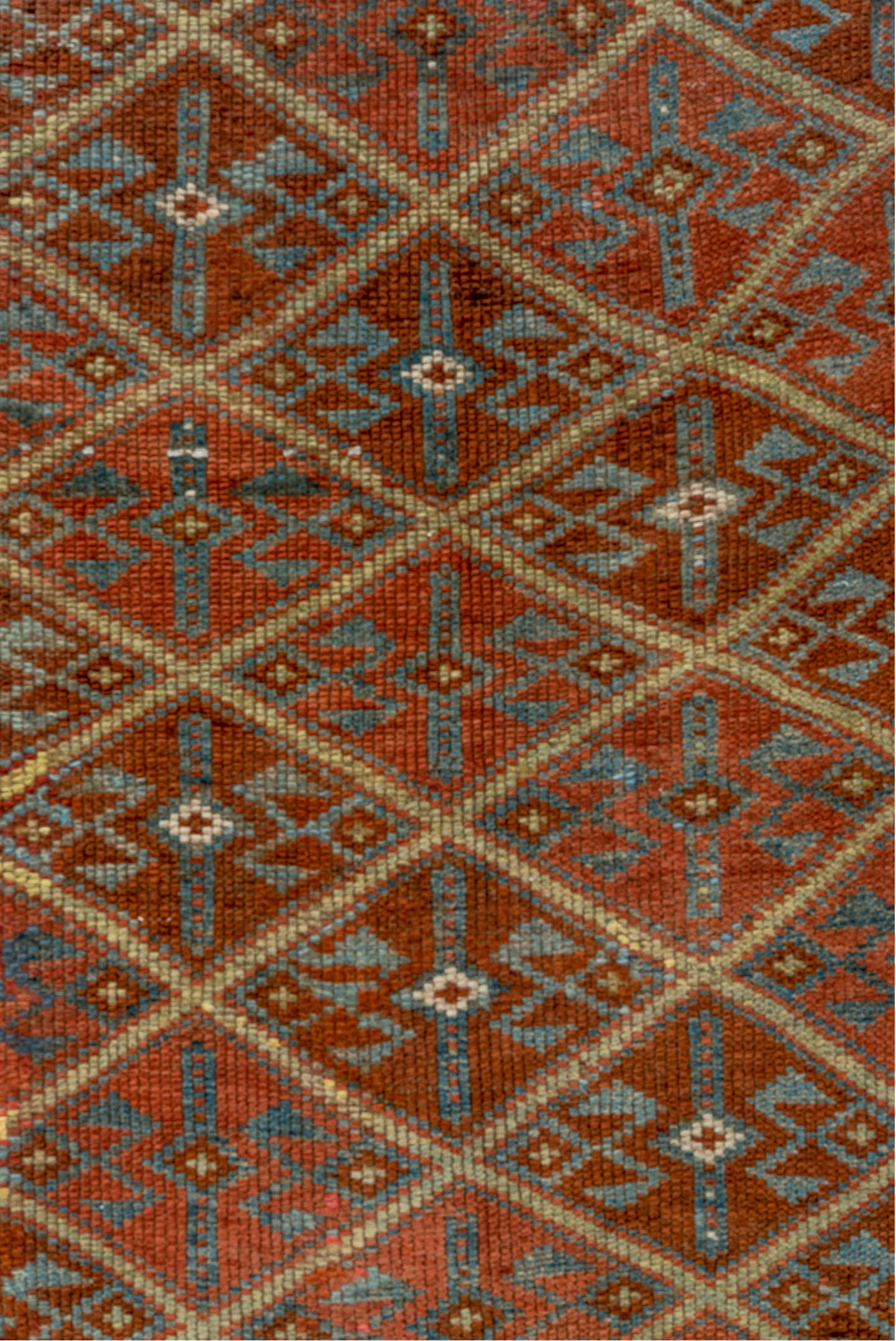 4' x 8' one-of-a-kind handmade vintage Kurd rug. Color palette: brown, gray, light gray, off-white, orange, sienna