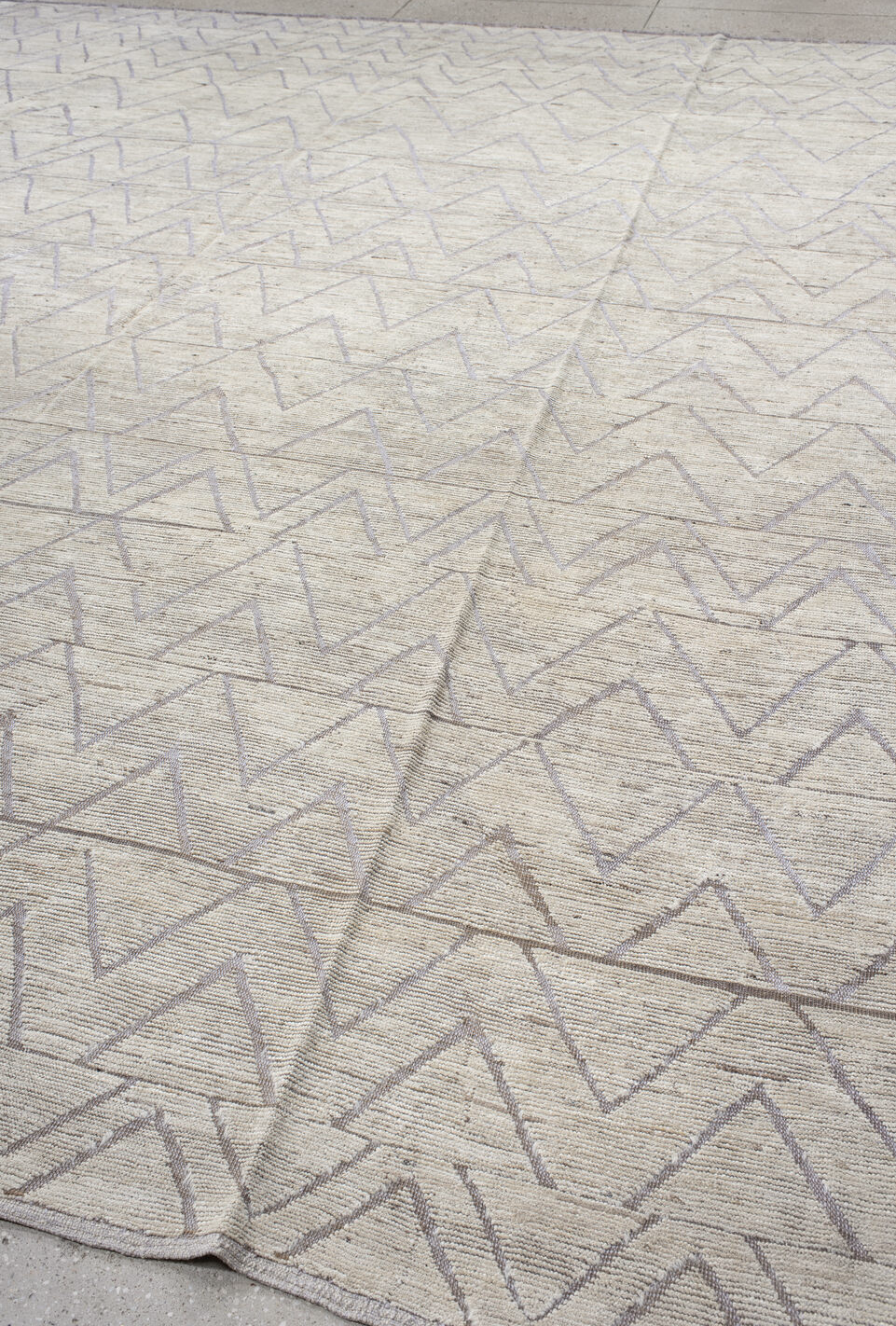 13' x 14' one-of-a-kind handmade vintage Tulu oversize rug. Color palette: dark gray, dim gray, gainsboro, gray, light gray