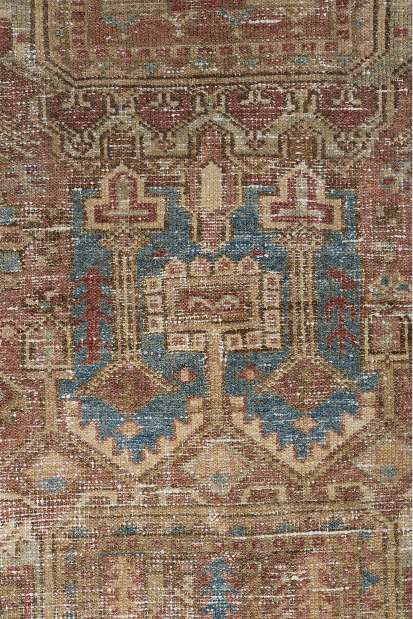 6' x 9' one-of-a-kind handmade vintage Baktiary medium size rug. Color palette: brown, gray, light gray, off-white, pink
