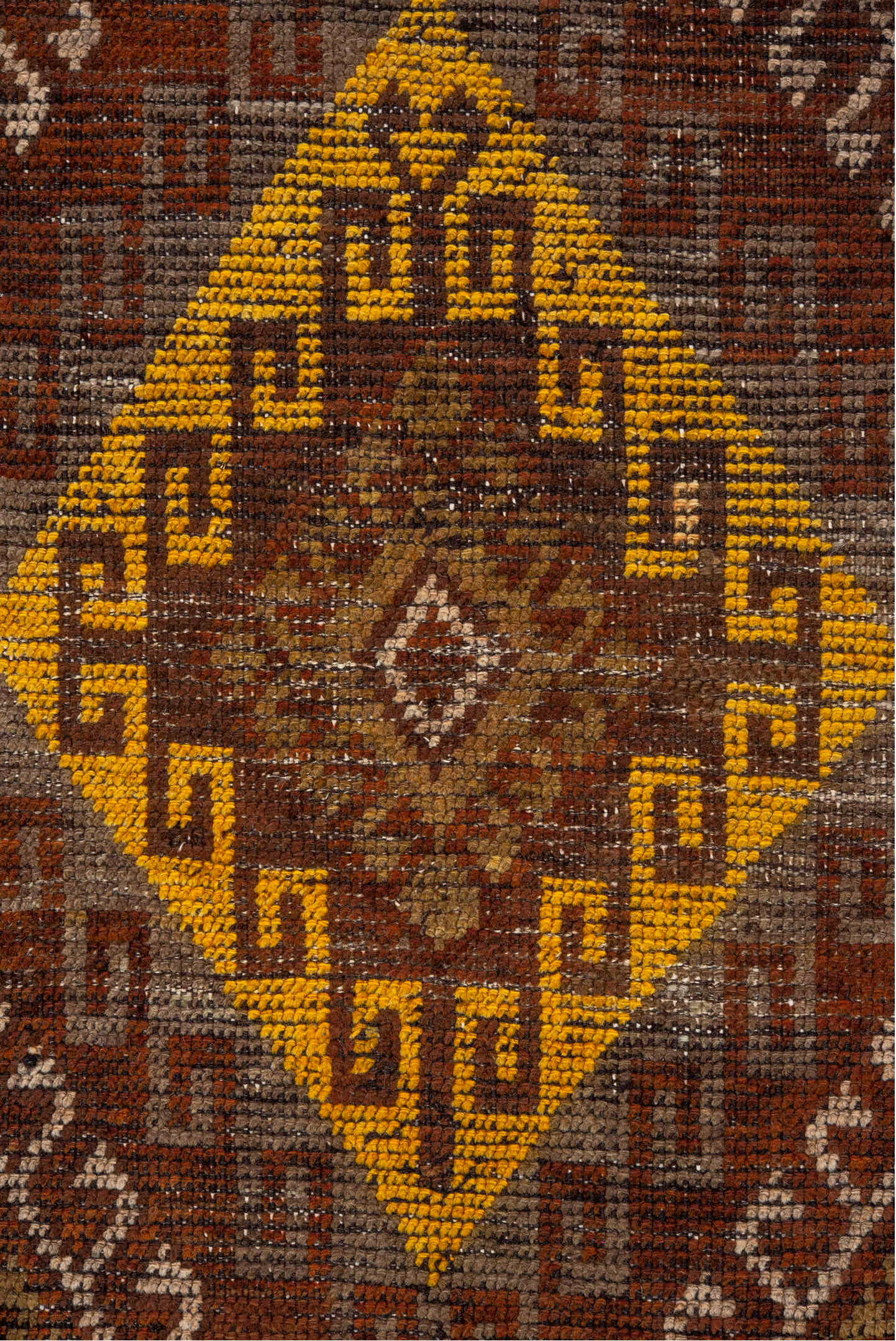 2' x 8' one-of-a-kind handmade vintage Oushak runner rug. Color palette: brown, off-white, pink, saddle brown, snow, white