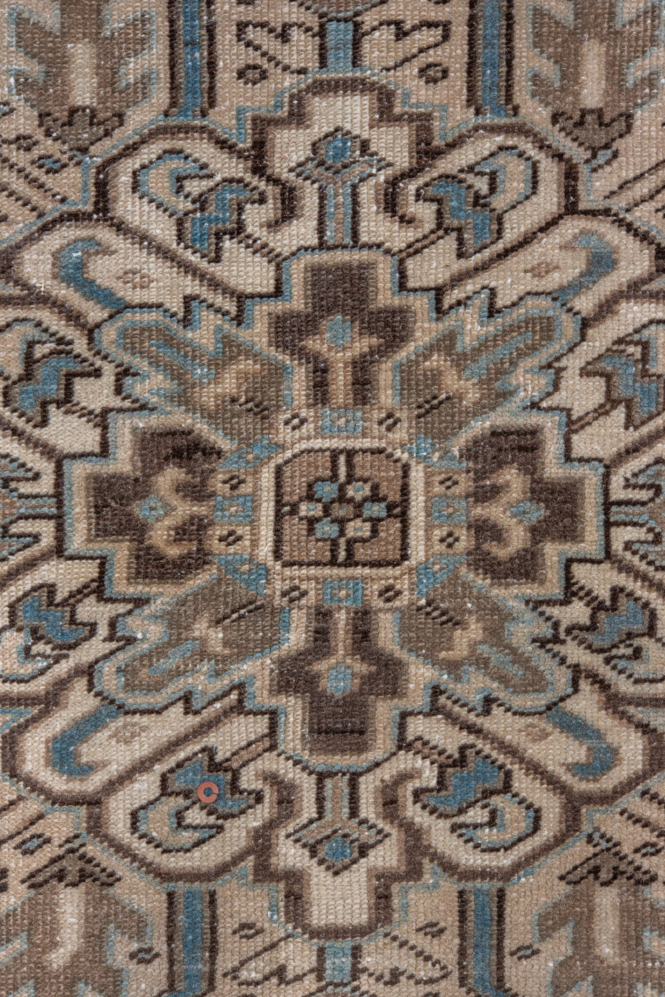 11' x 16' one-of-a-kind handmade vintage Heriz oversize rug. Color palette: blue, brown, dim gray, gray, light gray