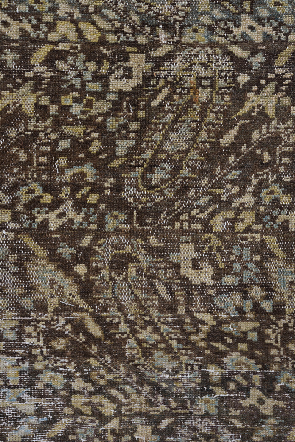 6' x 11' one-of-a-kind handmade vintage Malayer large size rug. Color palette: gray, black, off-white, light gray, brown