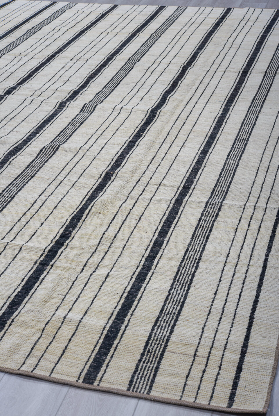 8' x 12' one-of-a-kind handmade vintage Tulu large size rug. Color palette: black, blue, dark gray, dim gray, gainsboro