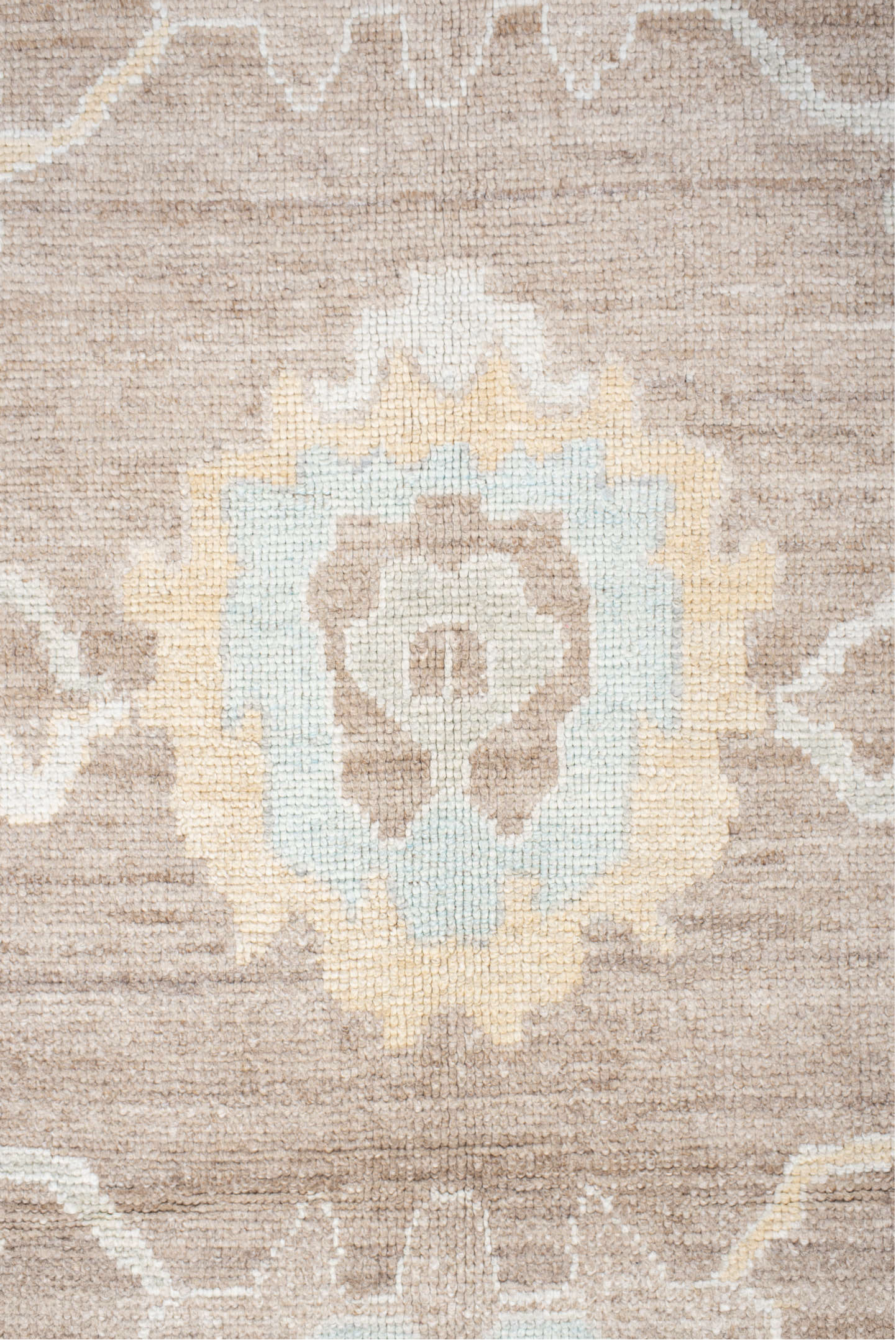 10' x 14' one-of-a-kind handmade vintage large size rug. Color palette: gray, light gray, pink, off-white, brown, orange