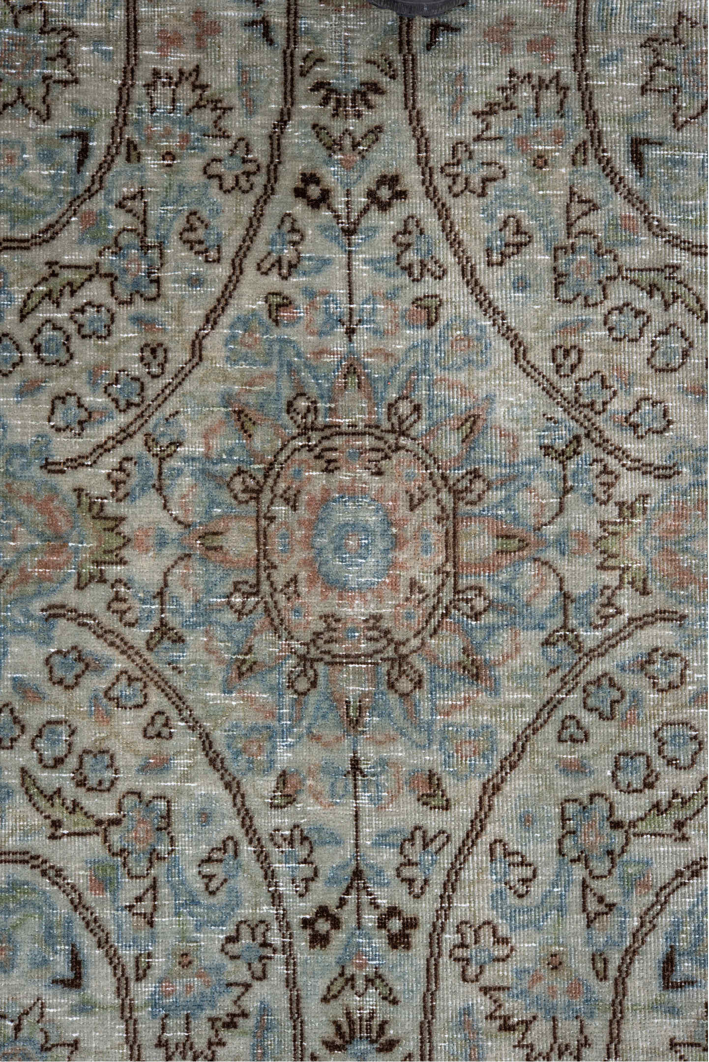 8' x 11' one-of-a-kind handmade vintage Tabriz large size rug. Color palette: gray, light gray, blue, silver, dim gray