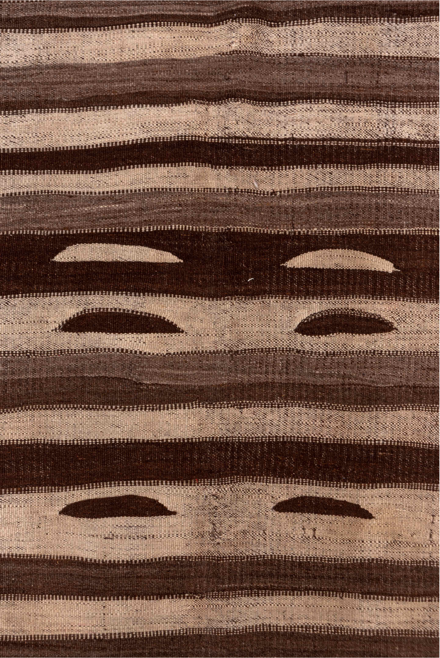 5' x 11' one-of-a-kind handmade vintage Kilim runner rug. Color palette: brown, gray, light gray, off-white, pink, redwood