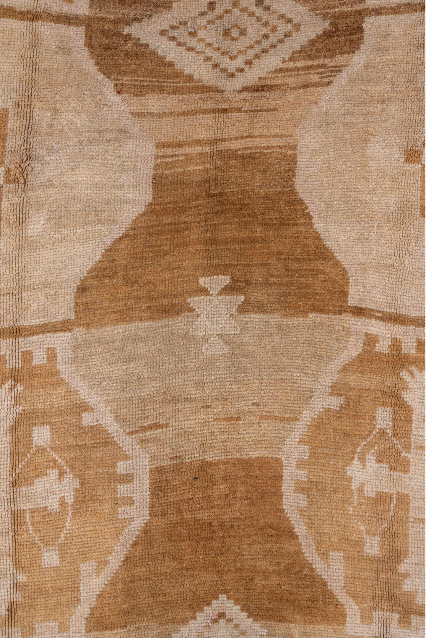 6' x 14' one-of-a-kind handmade vintage Oushak large size rug. Color palette: brown, orange, tan