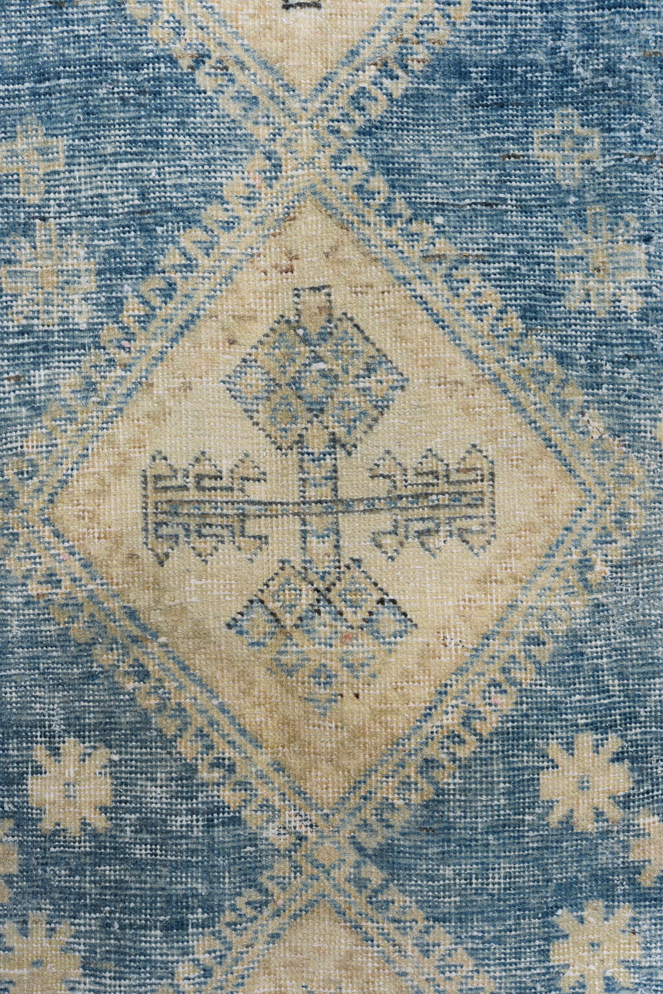4' x 6' one-of-a-kind handmade vintage Afshar small size rug. Color palette: blue, brown, gray, light gray, off-white