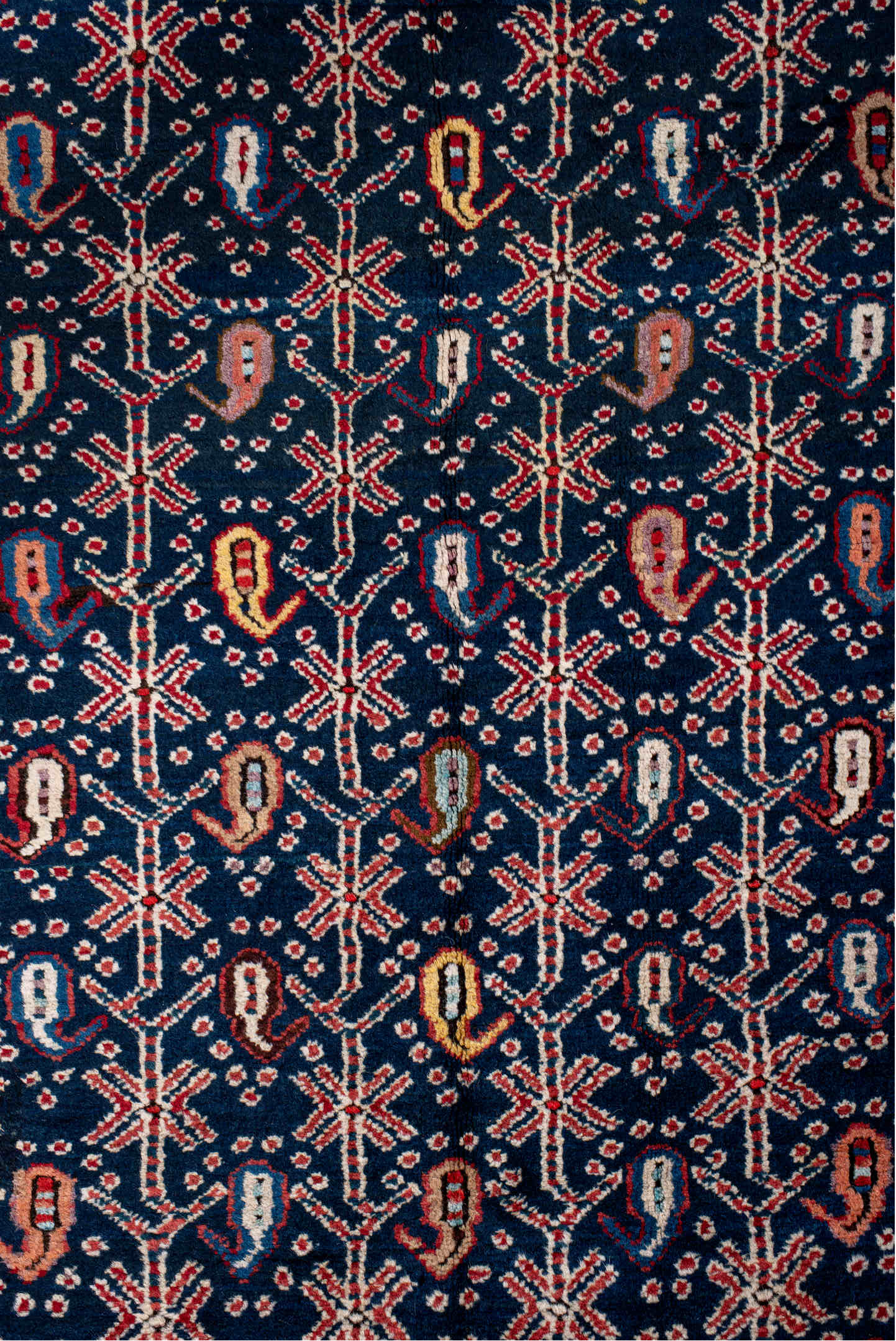 4' x 10' one-of-a-kind handmade vintage NW Persian runner rug. Color palette: black, brown, charcoal, dark salmon