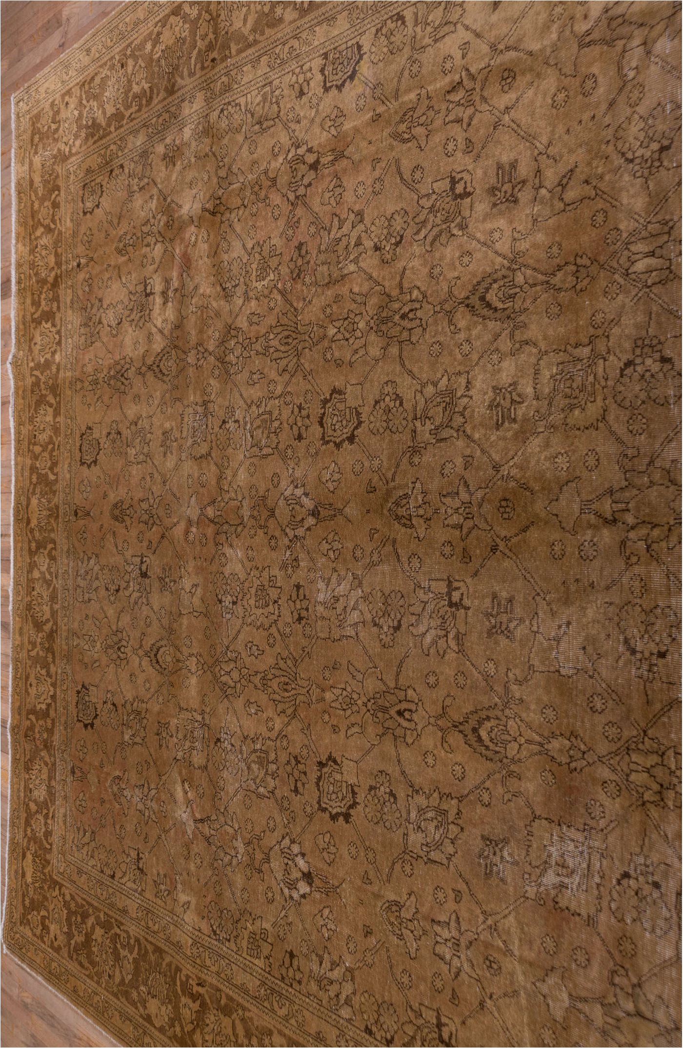 10' x 12' one-of-a-kind handmade vintage Tabriz large size rug. Color palette: brown, gray