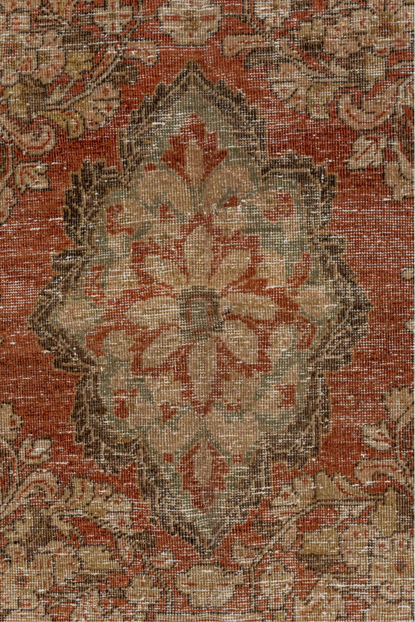 9' x 11' one-of-a-kind handmade vintage Mahal large size rug. Color palette: brown, gray, light gray