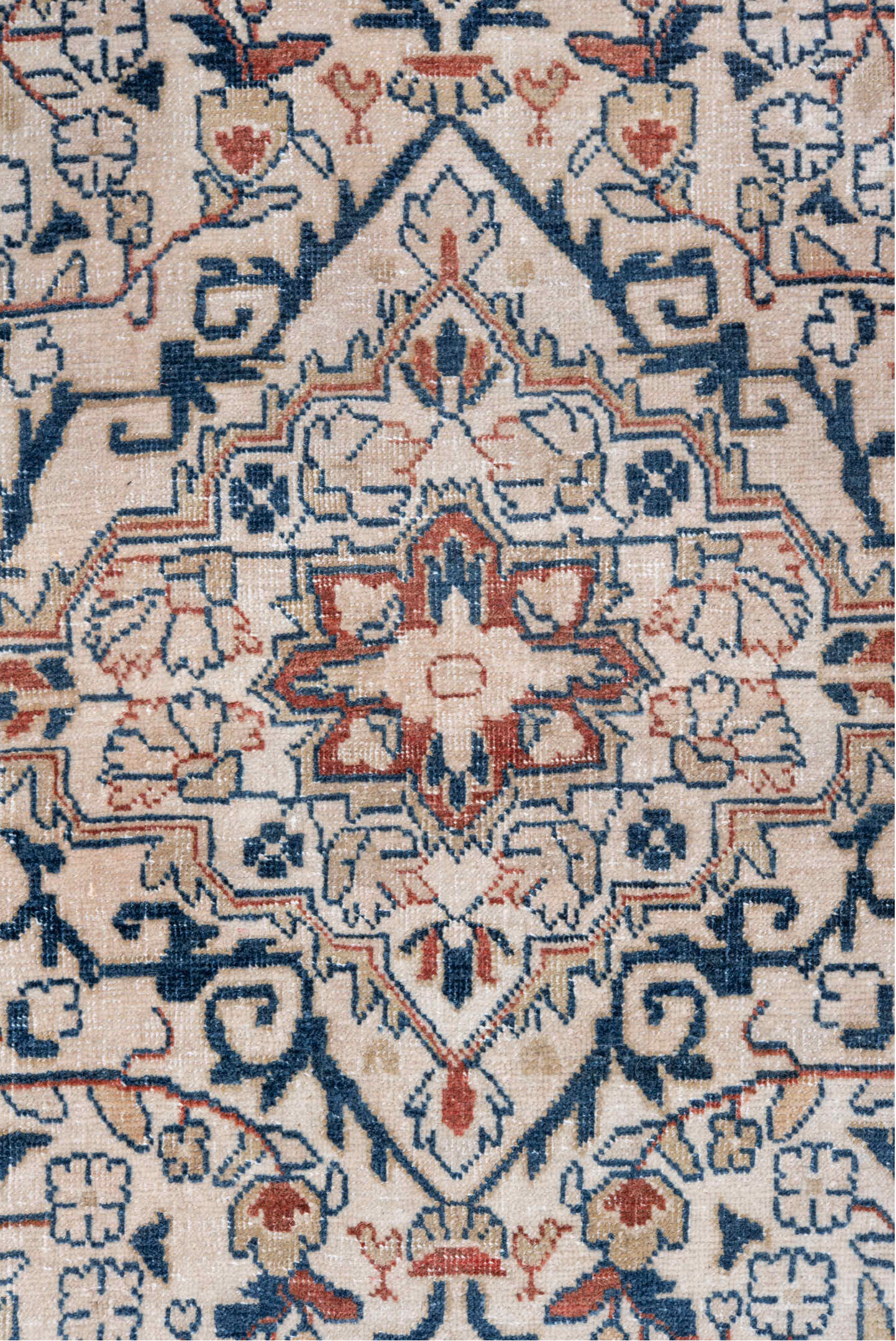 3' x 5' one-of-a-kind handmade vintage Sarouk small size rug. Color palette: arapawa, blue, brown, dark gray, fiord