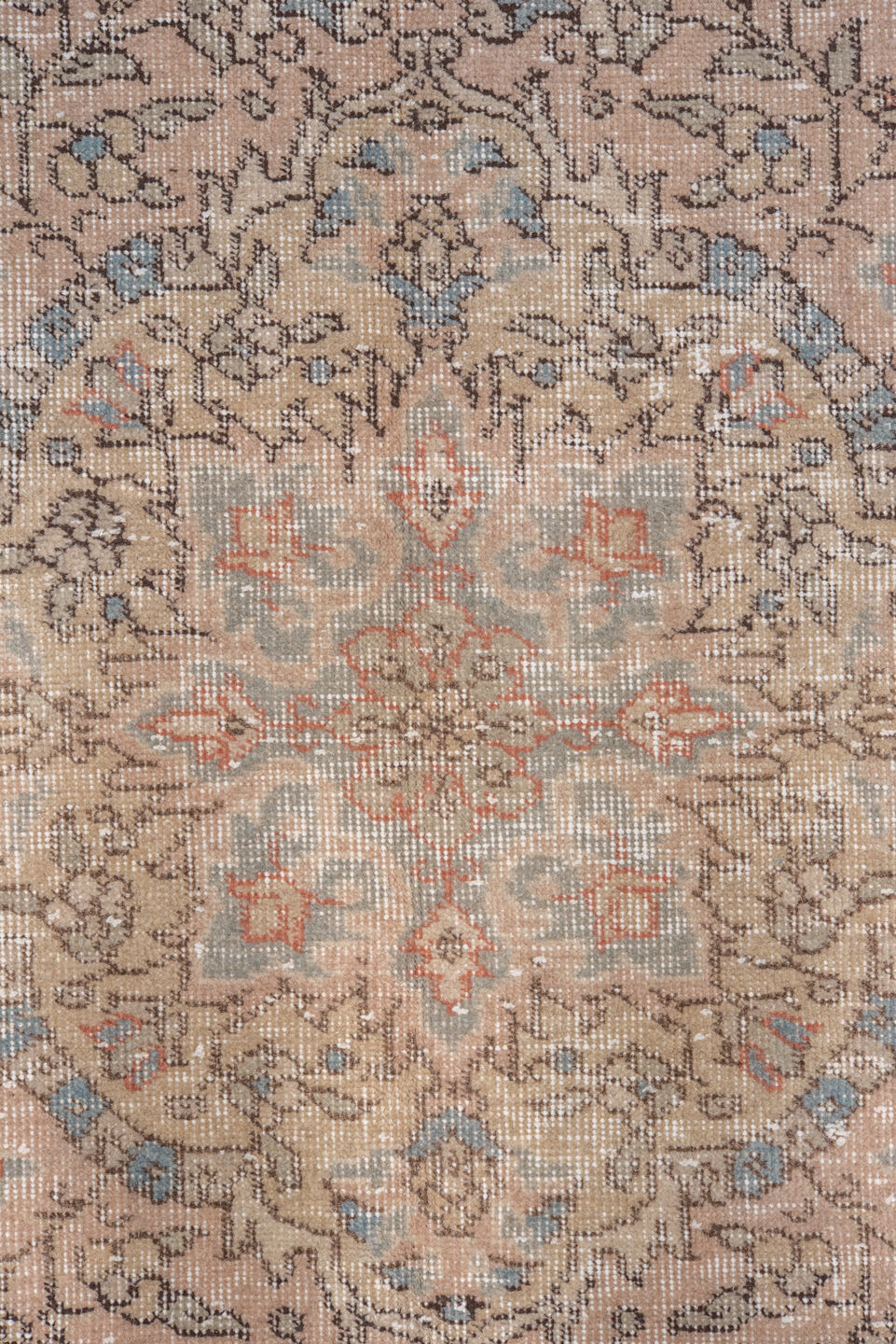 8' x 11' one-of-a-kind handmade vintage Oushak large size rug. Color palette: brown, dim gray, gray, light gray, off-white