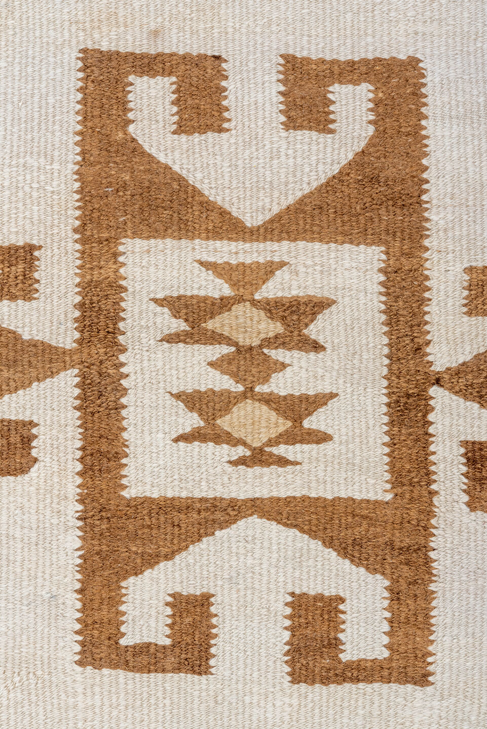 3' x 11' one-of-a-kind handmade vintage Kilim runner rug. Color palette: brown, gray, light gray, linen, off-white, old lace