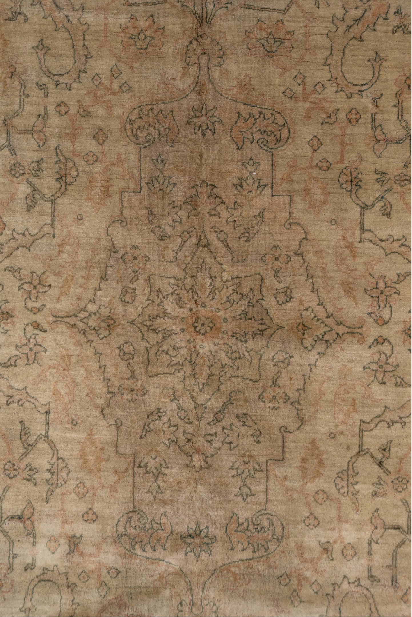 5' x 8' one-of-a-kind handmade vintage Sivas medium size rug. Color palette: brown, gray, light gray, off-white, orange