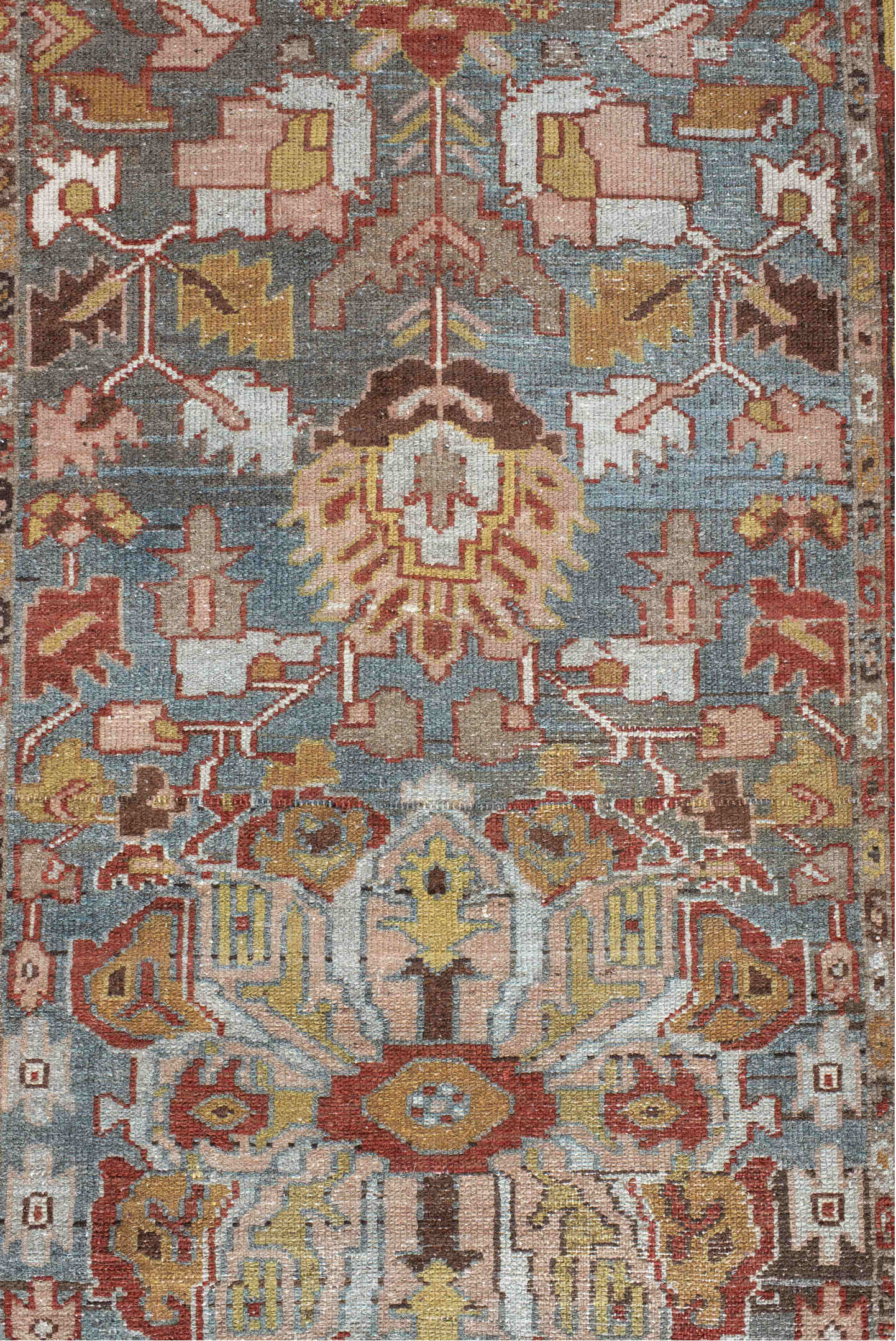 3' x 16' one-of-a-kind handmade vintage Baktiary runner rug. Color palette: black, brown, dark gray, dim gray, gainsboro