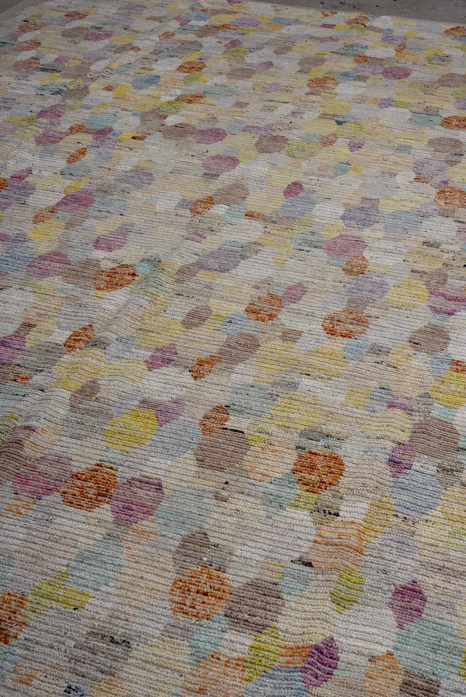 9' x 11' one-of-a-kind handmade vintage Tulu large size rug. Color palette: black, blue, charcoal, dark gray, dim gray