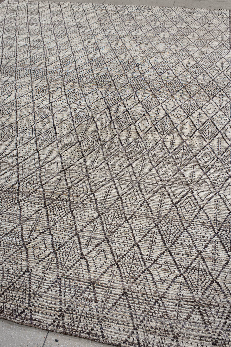 10' x 13' one-of-a-kind handmade vintage Tulu large size rug. Color palette: black, blue, dark gray, dim gray, gainsboro