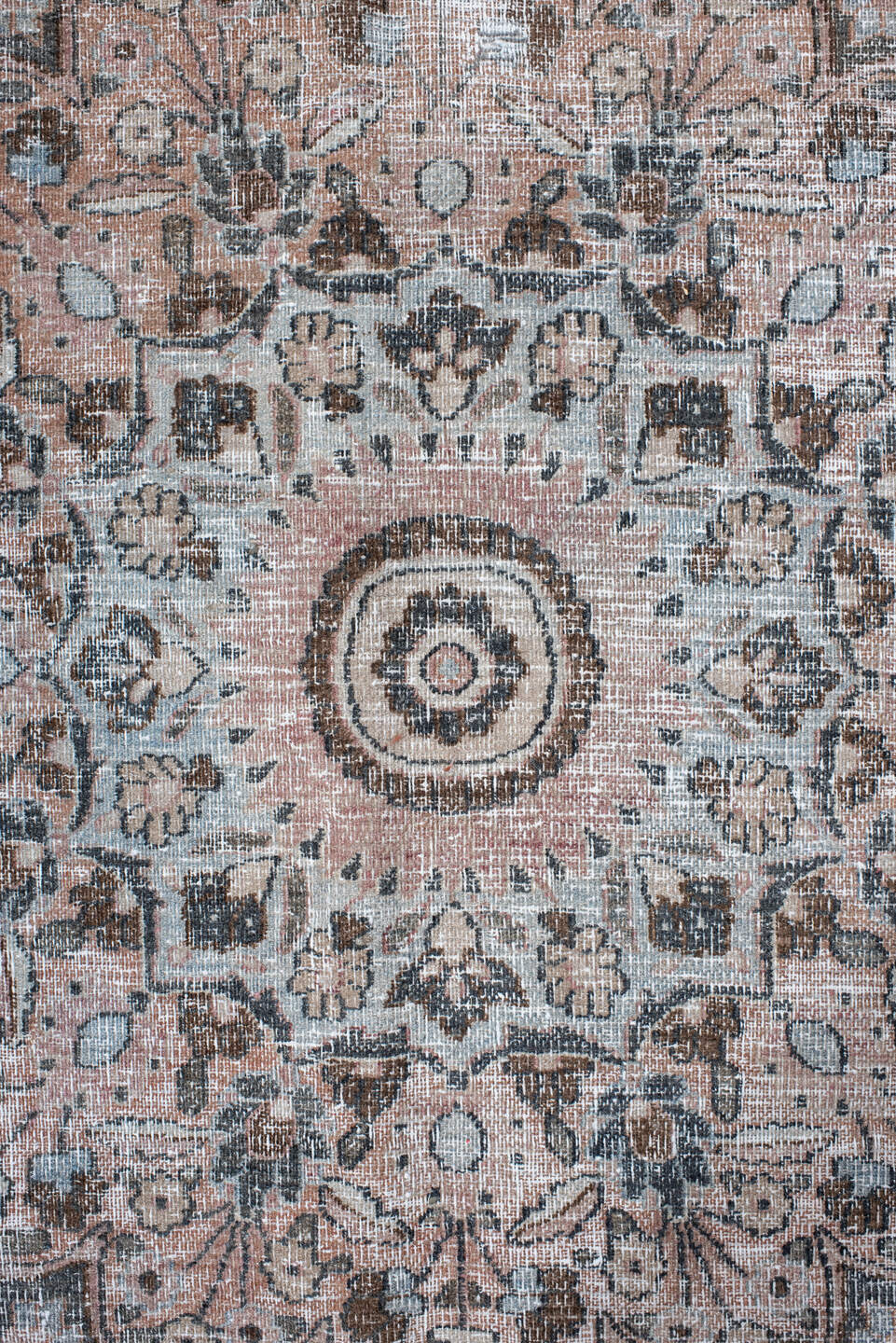 10' x 13' one-of-a-kind handmade vintage Khorassan large size rug. Color palette: light gray, off-white, gray, pink