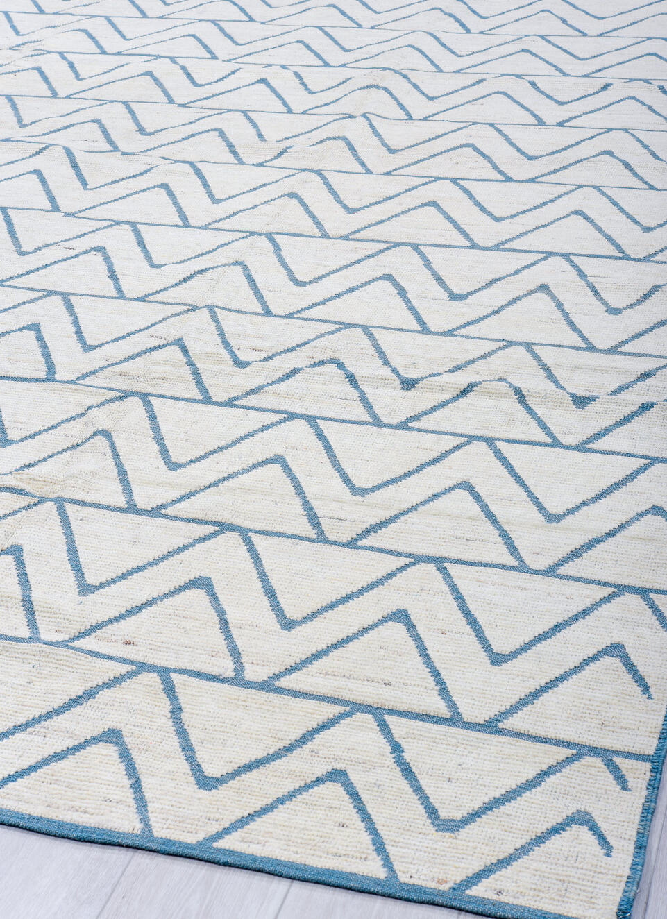 9' x 12' one-of-a-kind handmade vintage Tulu large size rug. Color palette: arapawa, blue, dark gray, gainsboro, gray