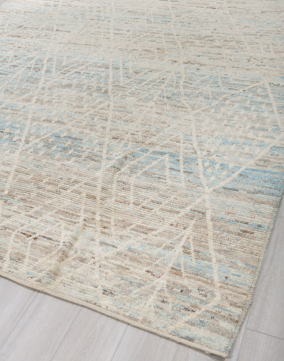 8' x 9' one-of-a-kind handmade vintage Tulu rug. Color palette: dark gray, gainsboro, gray, light gray, off-white, silver