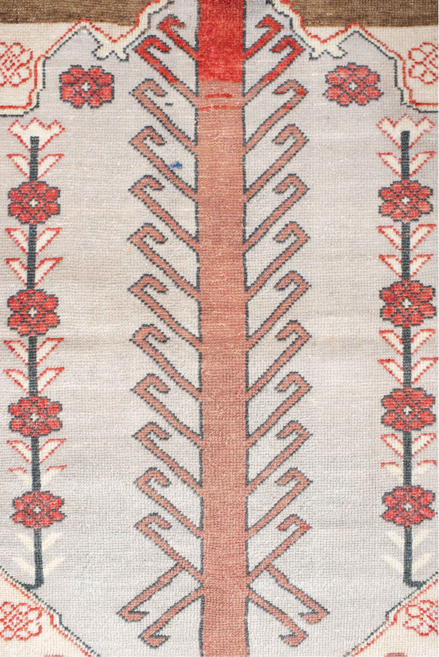 2' x 4' one-of-a-kind handmade vintage Anatol small size rug. Color palette: antiquewhite, black, brown, dim gray, gainsboro