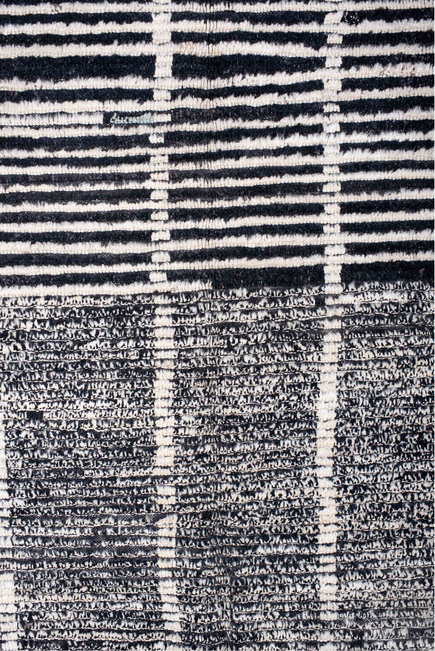 6' x 8' one-of-a-kind handmade vintage Tulu medium size rug. Color palette: black, blue, charcoal, dark gray, dim gray