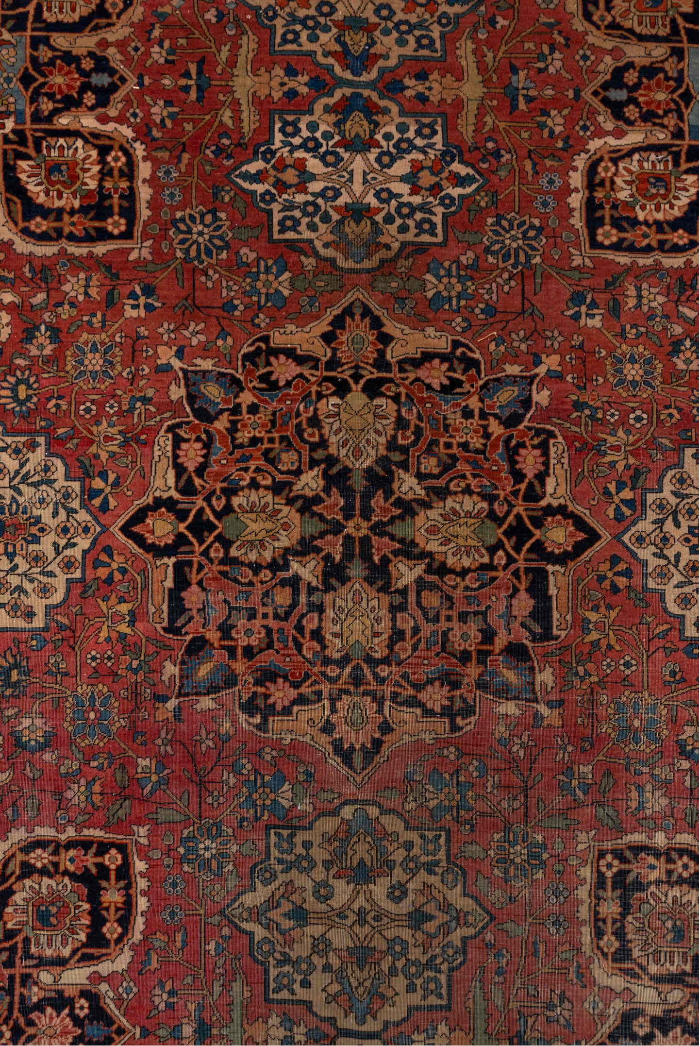 10' x 13' one-of-a-kind handmade vintage Mohtasham Kashan large size rug. Color palette: gray, black, brown, red, pink