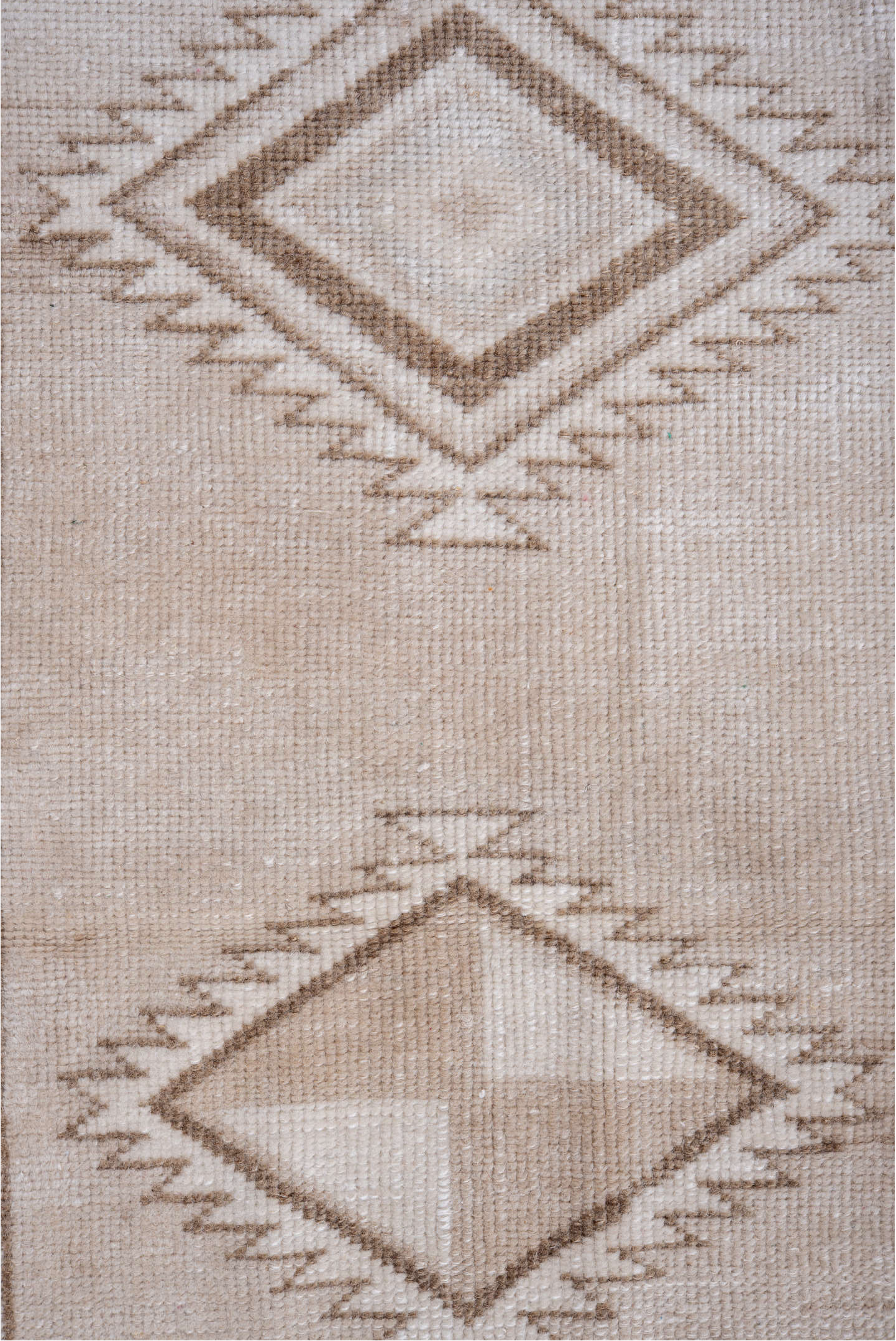 4' x 7' one-of-a-kind handmade vintage Anatol rug. Color palette: dark gray, gainsboro, gray, light gray, off-white, pink