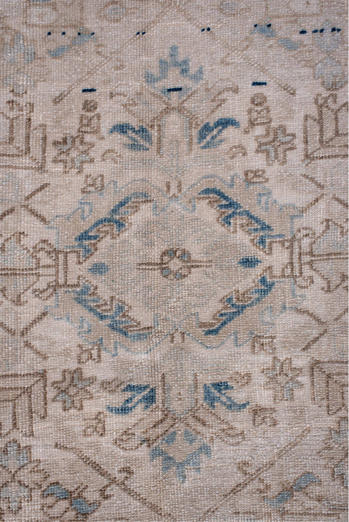 7' x 10' one-of-a-kind handmade vintage Heriz large size rug. Color palette: blue, brown, dark gray, fiord, gray, light gray