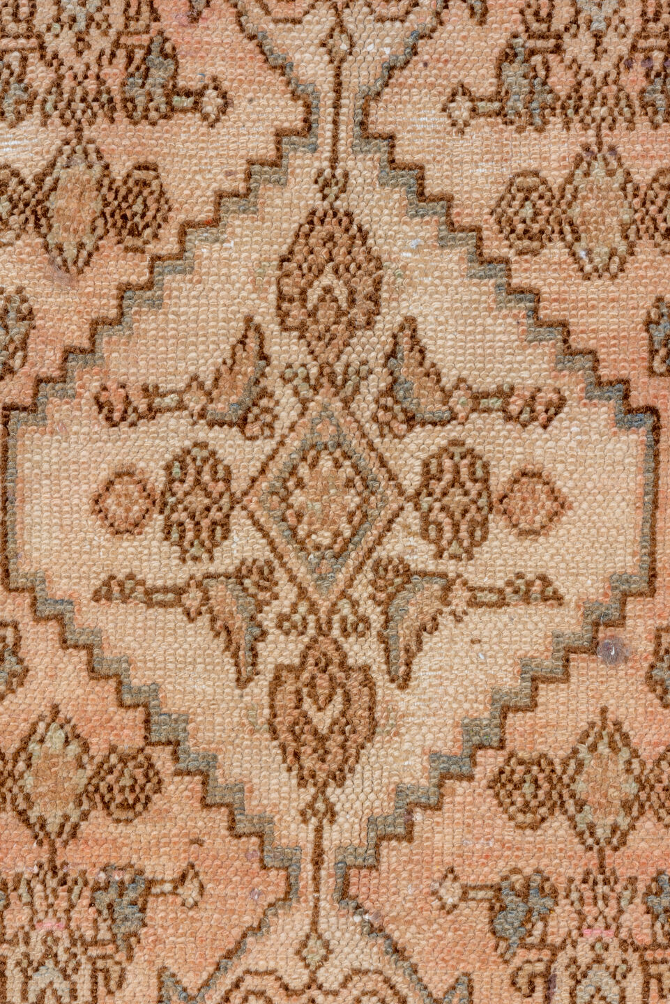 7' x 10' one-of-a-kind handmade vintage Hamadan large size rug. Color palette: brown, gray, off-white, orange, pink, tan