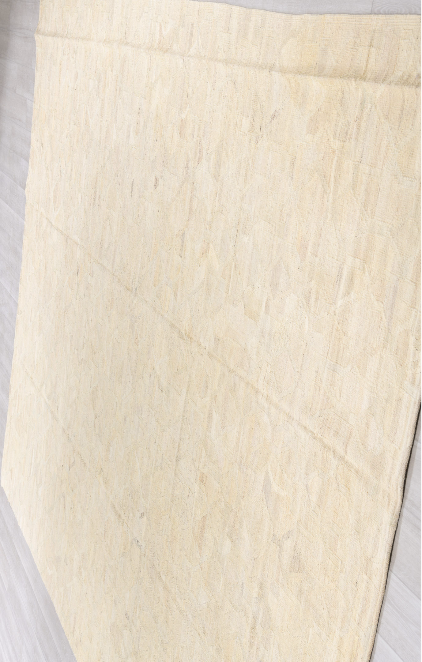 10' x 13' one-of-a-kind handmade vintage Kilim large size rug. Color palette: antiquewhite, beige, brown, dark gray, gray