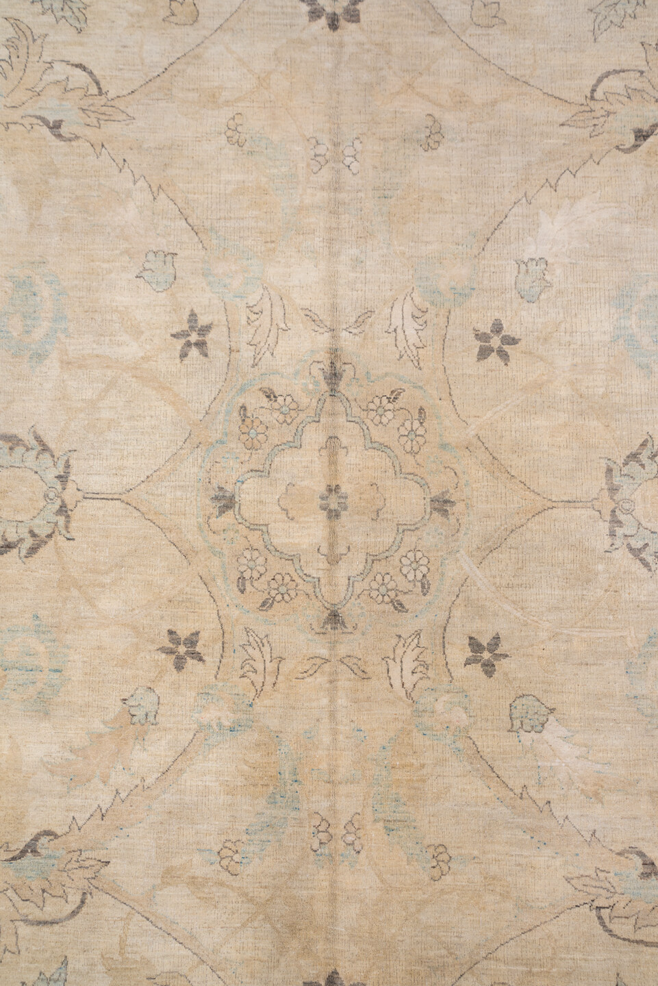 12' x 19' one-of-a-kind handmade vintage Sivas oversize rug. Color palette: gray, brown, pink, off-white, light gray, orange