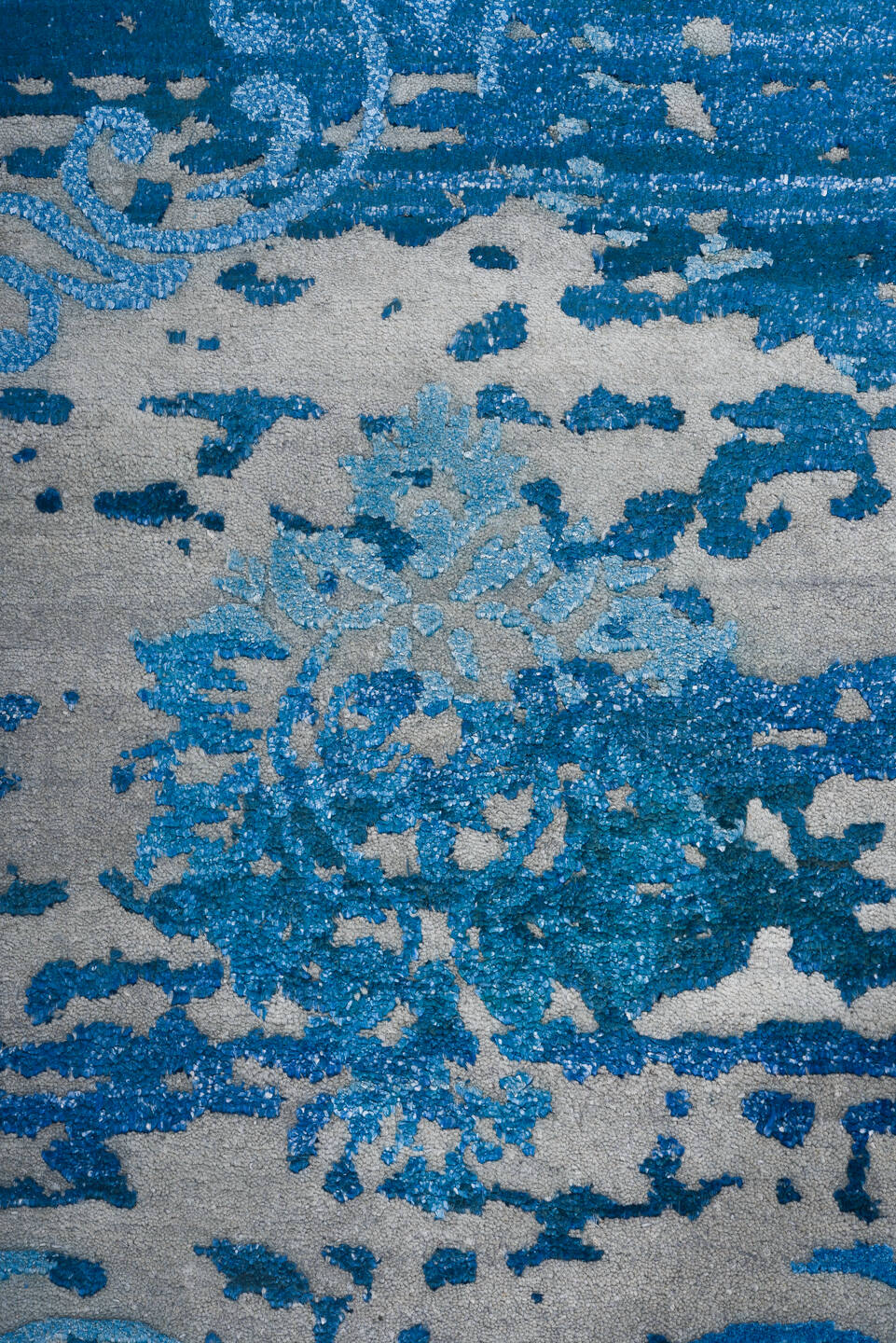 9' x 11' one-of-a-kind handmade vintage Tulu large size rug. Color palette: arapawa, blue, dark slate gray, fiord, gray