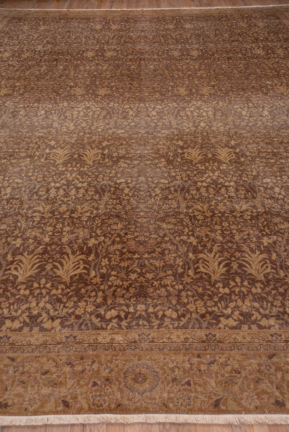 12' x 16' one-of-a-kind handmade vintage Sivas oversize rug. Color palette: brown, pink, redwood