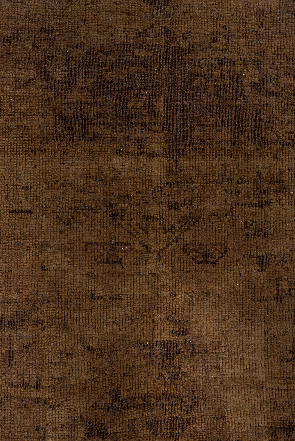 3' x 9' one-of-a-kind handmade vintage Overdyed runner rug. Color palette: brown, off-white, snow, white, whitesmoke