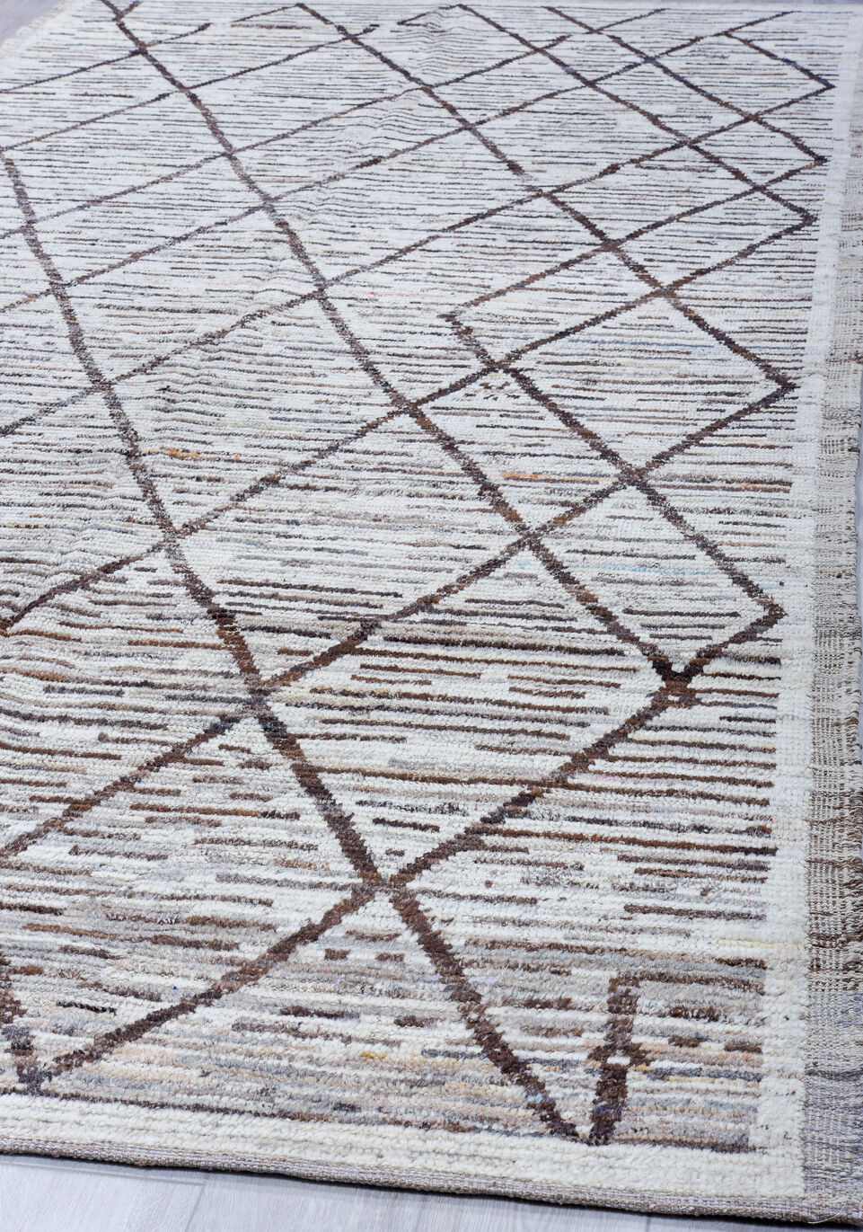 6' x 13' one-of-a-kind handmade vintage Tulu large size rug. Color palette: black, blue, dark gray, dim gray, gainsboro