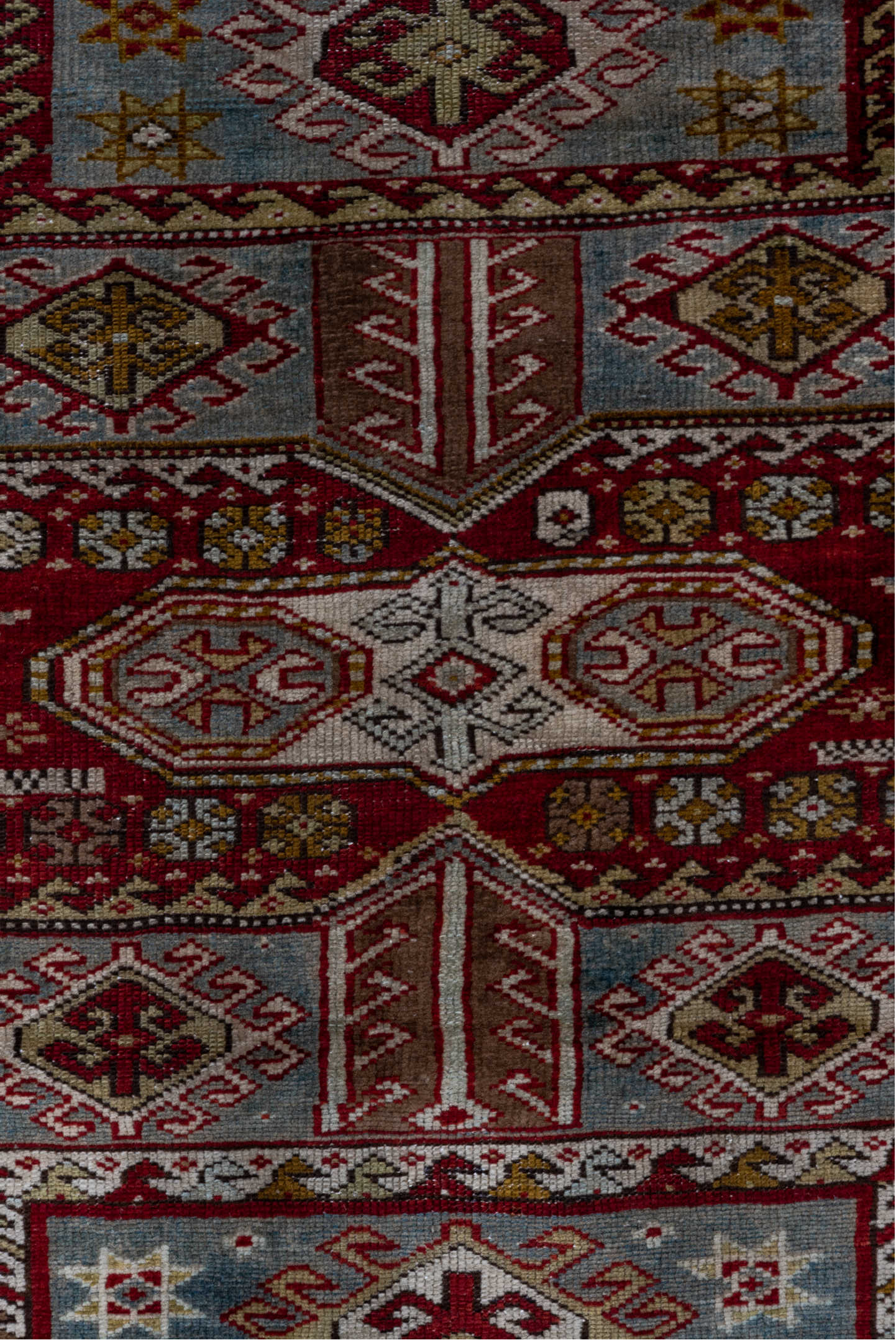 4' x 6' one-of-a-kind handmade vintage Shirvan small size rug. Color palette: brown, gray, pink, red
