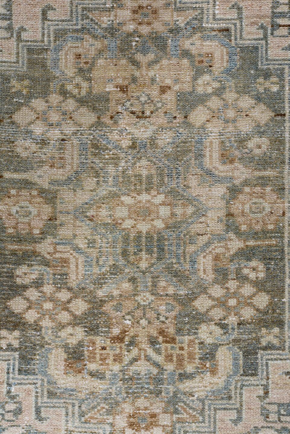 3' x 6' one-of-a-kind handmade vintage Malayer small size rug. Color palette: light gray, off-white, gray, brown