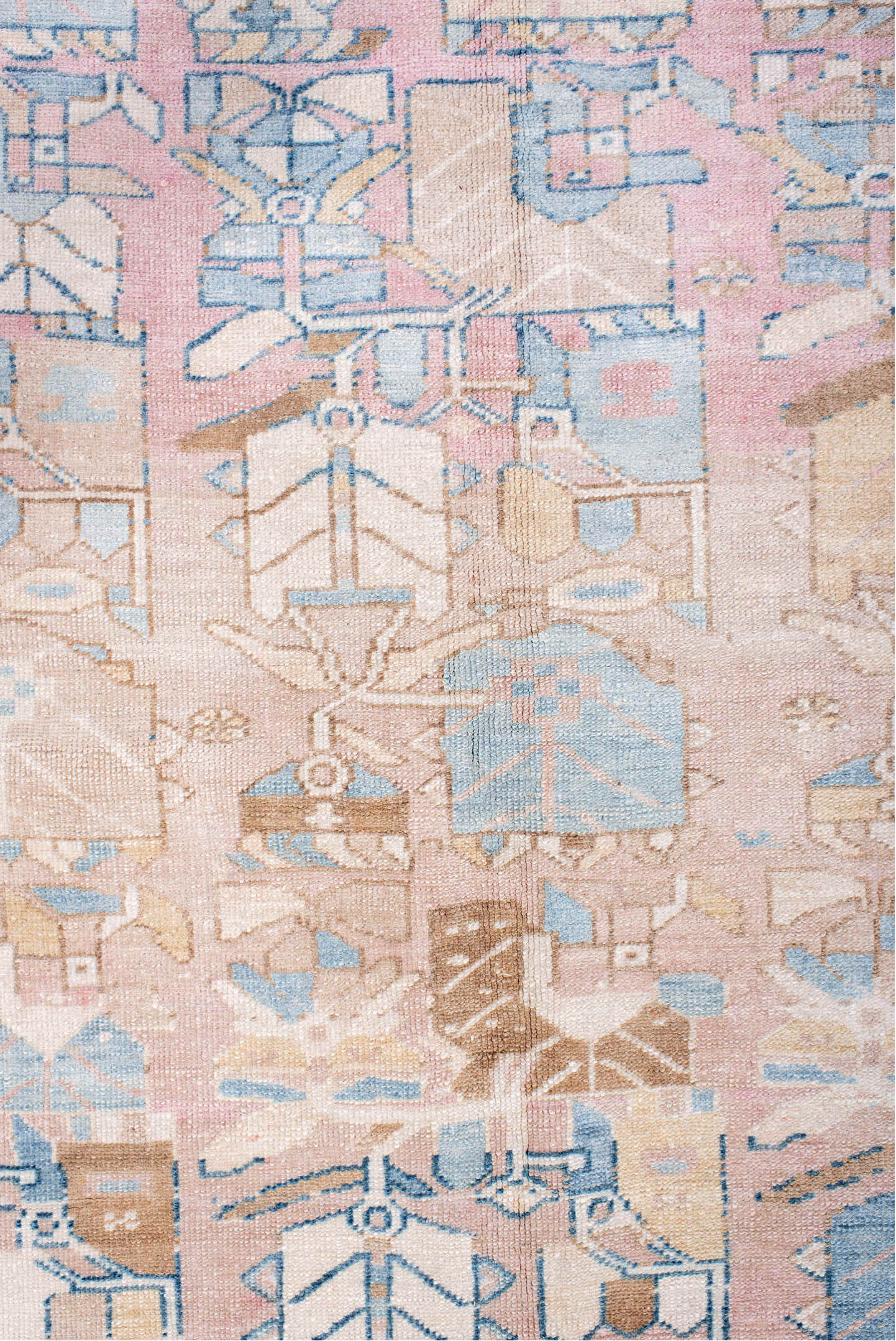 6' x 13' one-of-a-kind handmade vintage Sarab large size rug. Color palette: blue, brown, gainsboro, gray, light blue