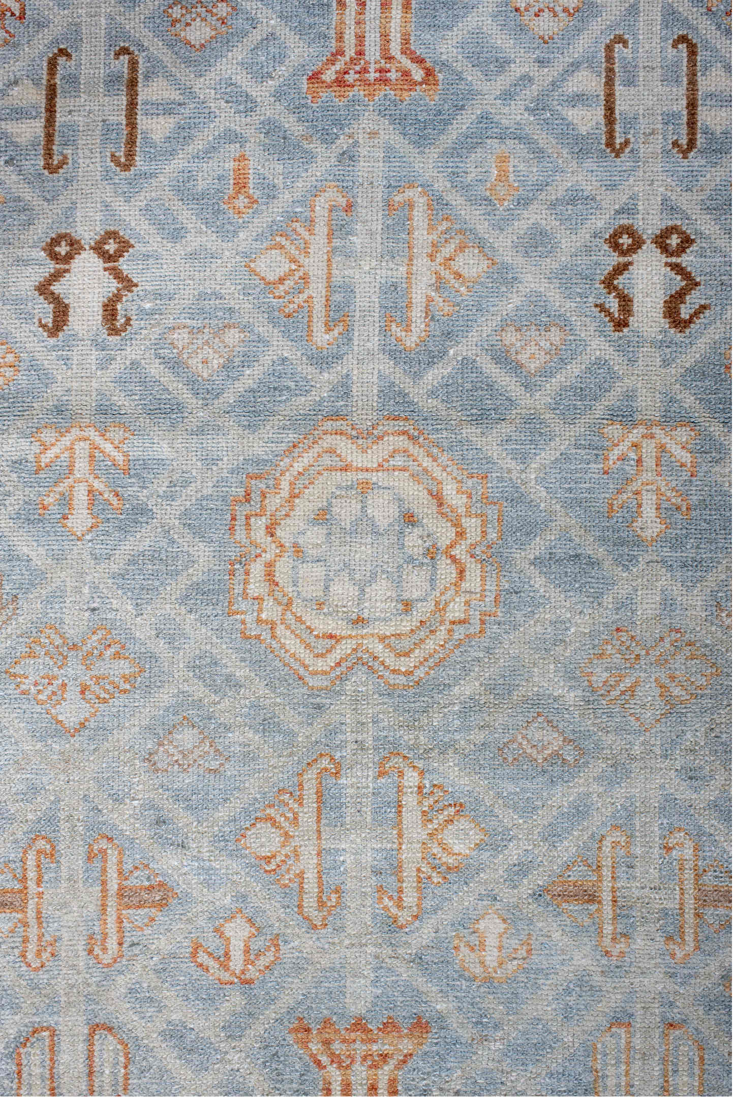 3' x 15' one-of-a-kind handmade vintage Malayer runner rug. Color palette: brown, gainsboro, gray, light gray, off-white