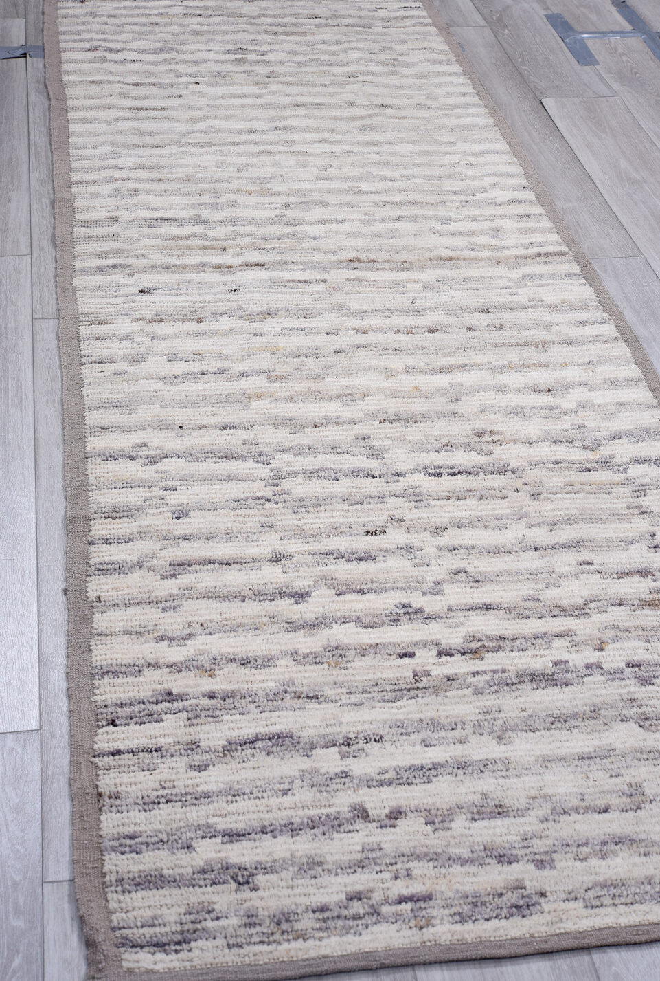 3' x 9' one-of-a-kind handmade vintage Tulu runner rug. Color palette: black, charcoal, dark gray, dim gray, gainsboro, gray