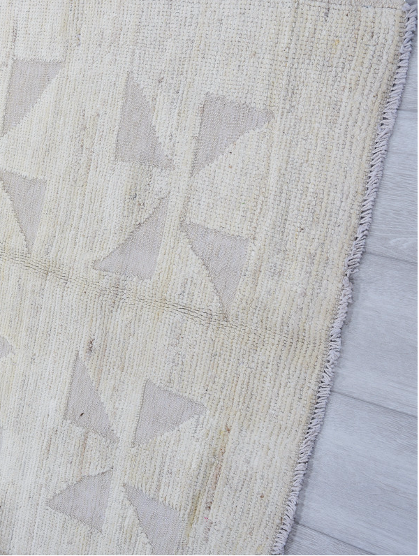 3' x 9' one-of-a-kind handmade vintage Tulu runner rug. Color palette: blue, dark gray, dim gray, gainsboro, gray