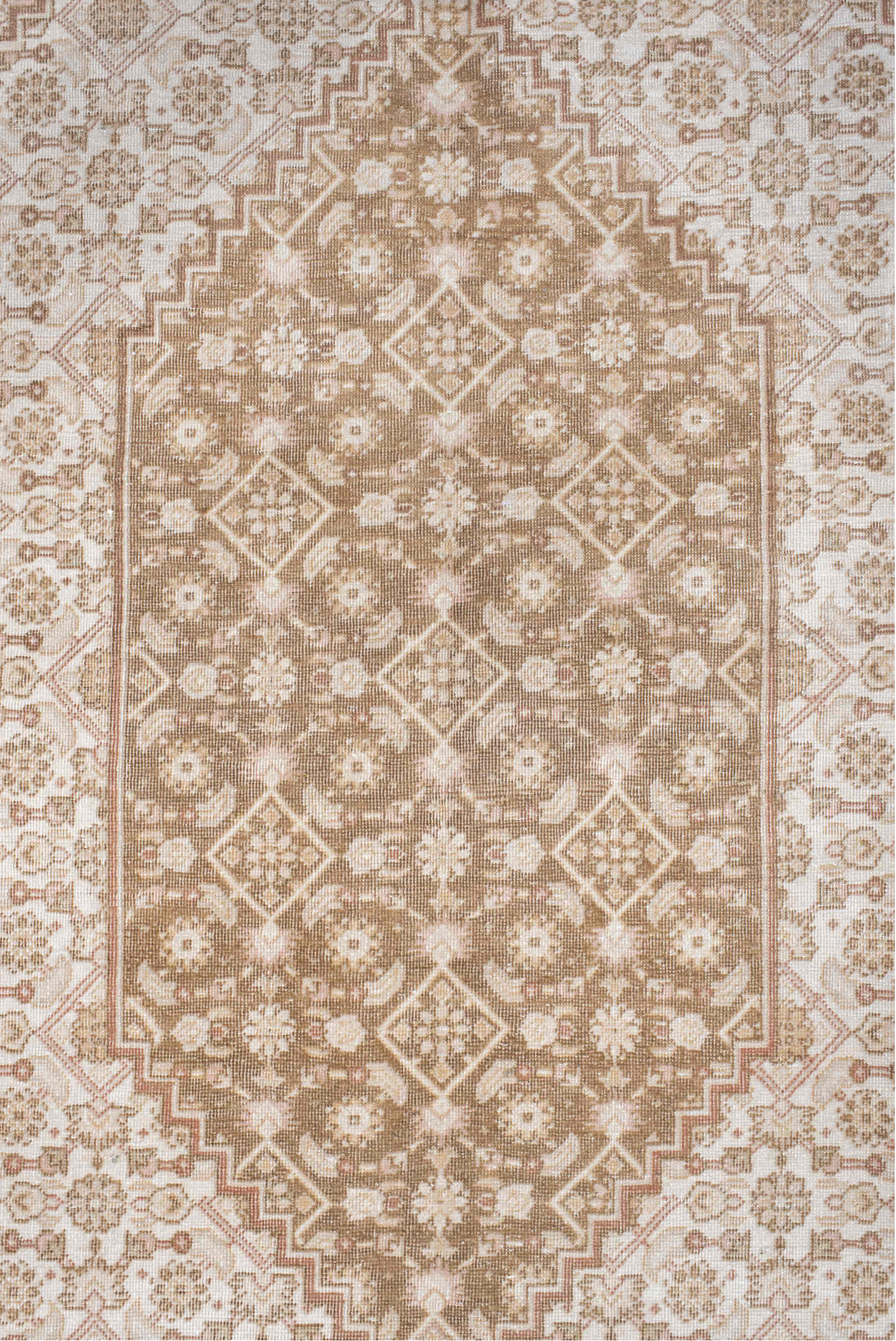 6' x 9' one-of-a-kind handmade vintage Tabriz medium size rug. Color palette: antiquewhite, brown, gainsboro, gray