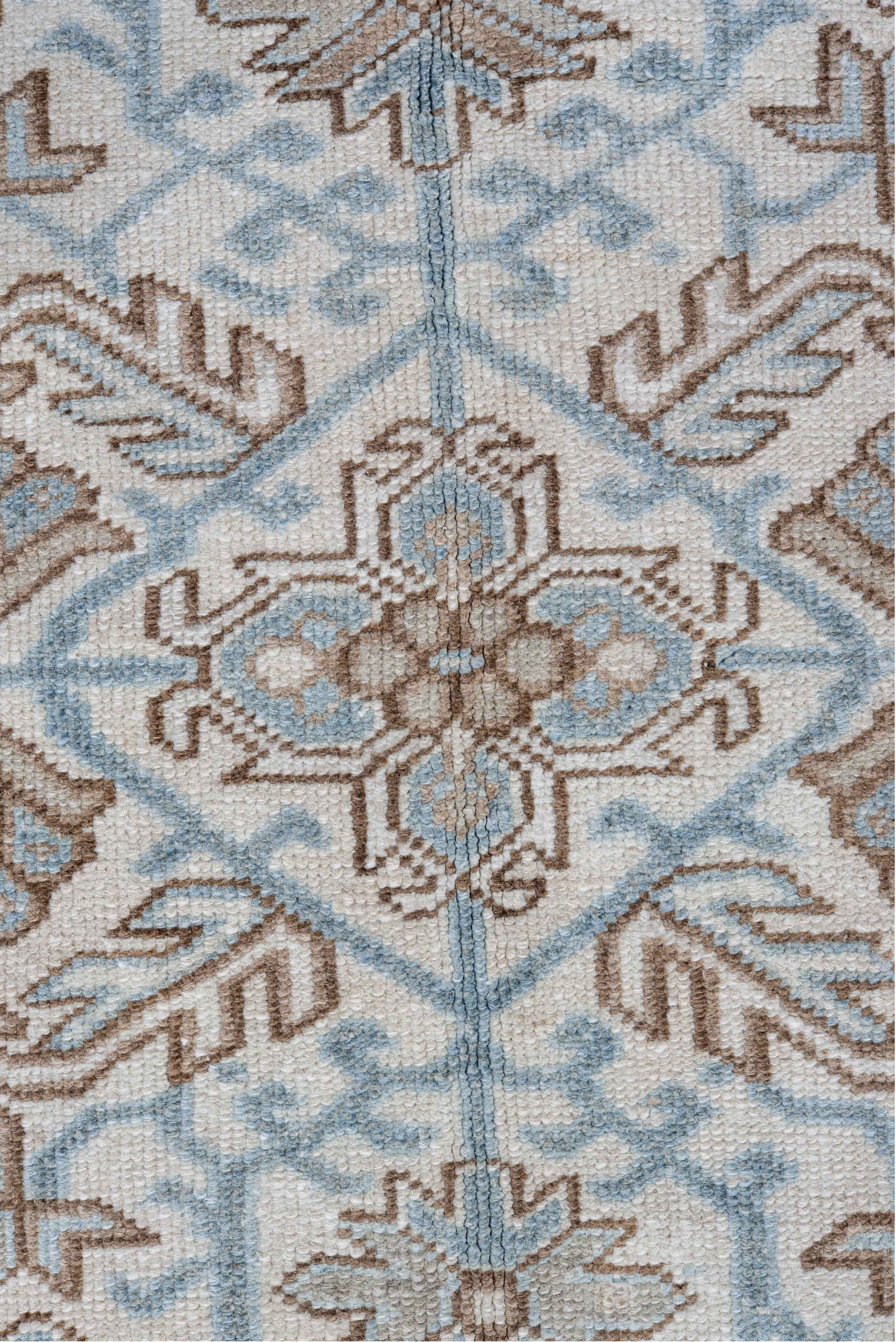 8' x 9' one-of-a-kind handmade vintage Heriz rug. Color palette: black, blue, brown, dark gray, gainsboro, gray, light blue