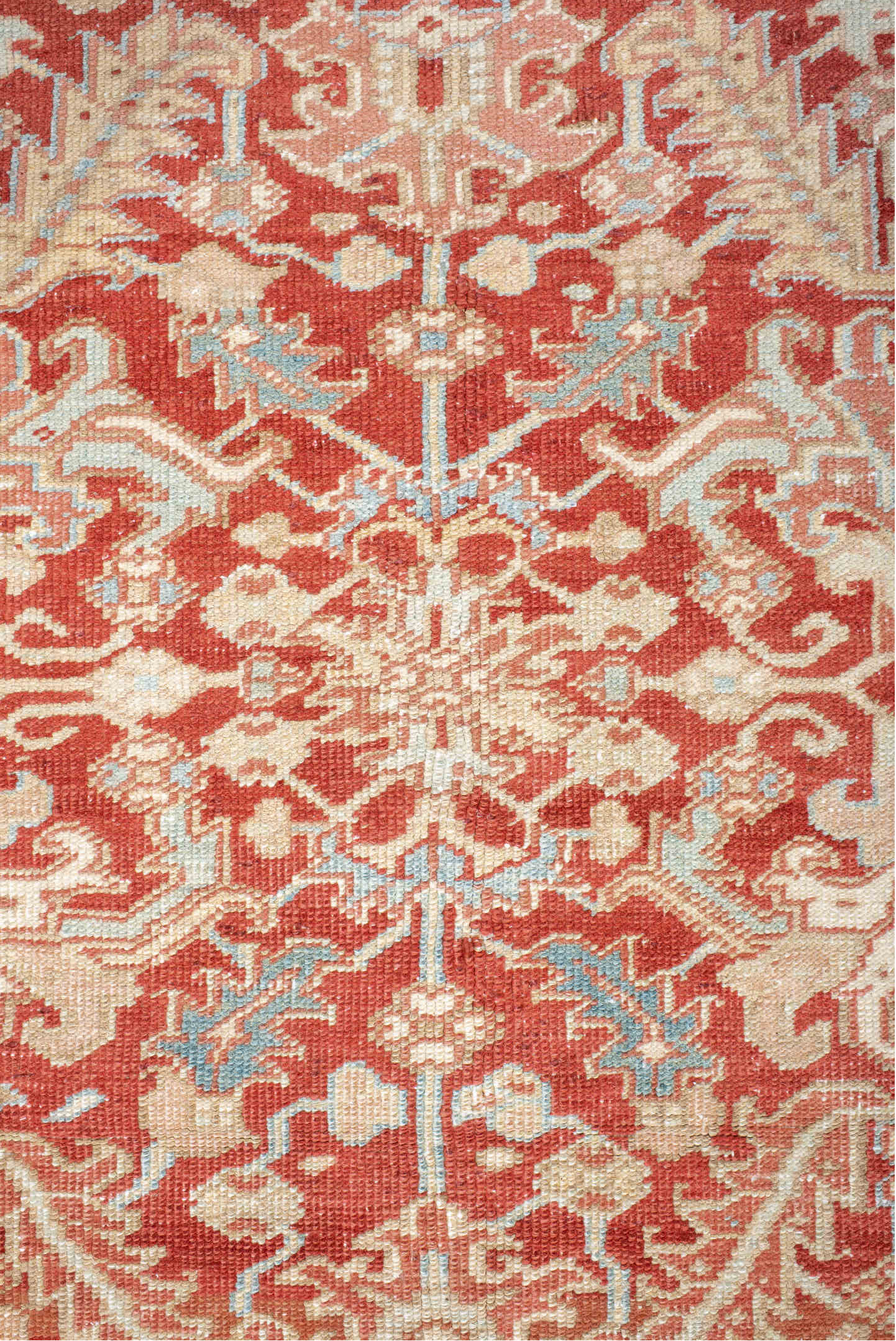 7' x 10' one-of-a-kind handmade vintage Heriz large size rug. Color palette: antiquewhite, blue, brown, fire brick, gray