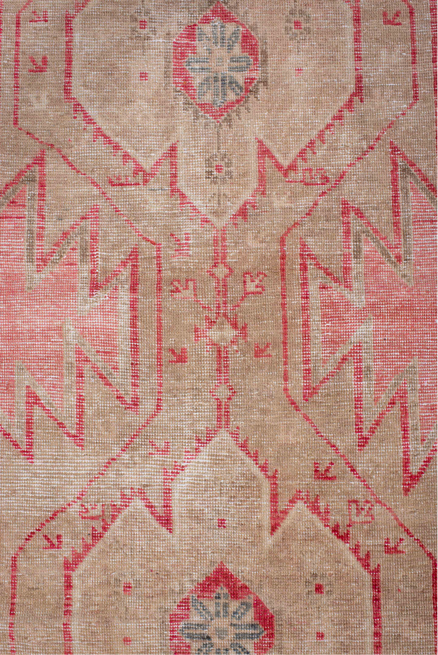 3' x 13' one-of-a-kind handmade vintage Sarab runner rug. Color palette: brown, gray, light gray, off-white, pink