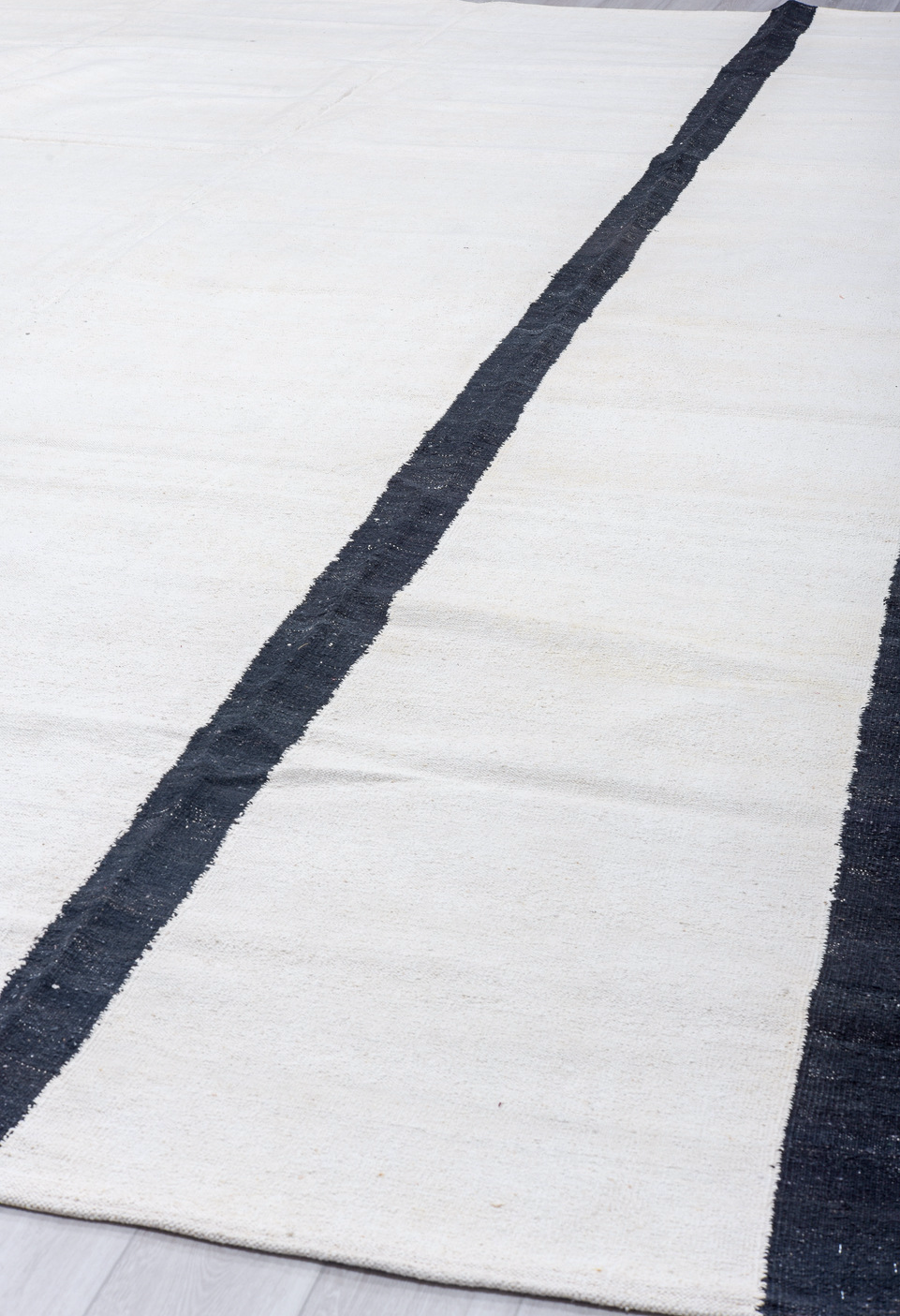 12' x 18' one-of-a-kind handmade vintage Kilim oversize rug. Color palette: alice blue, azure, blue, fiord, gainsboro