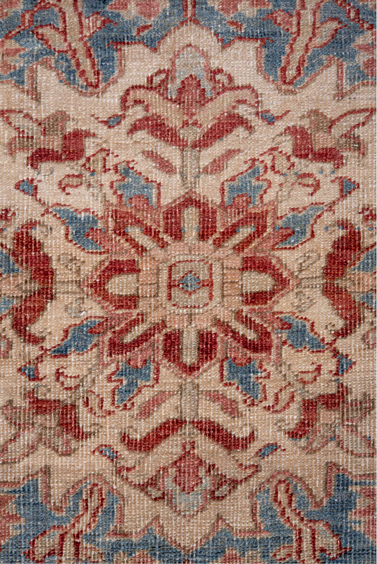 8' x 12' one-of-a-kind handmade vintage Heriz large size rug. Color palette: blue, brown, dark gray, gray, light blue